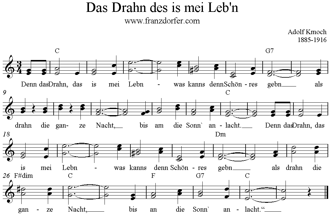 Noten das Drahn des is mei Lebn